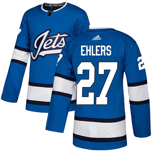 Adidas Winnipeg Jets #27 Nikolaj Ehlers Blue Alternate Authentic Stitched Jersey Men's