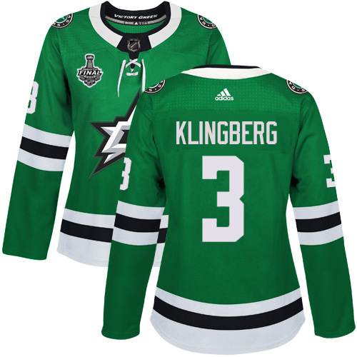 Adidas Dallas Stars #3 John Klingberg Green Home Authentic Women's 2020 Stanley Cup Final Stitched Jersey Womens