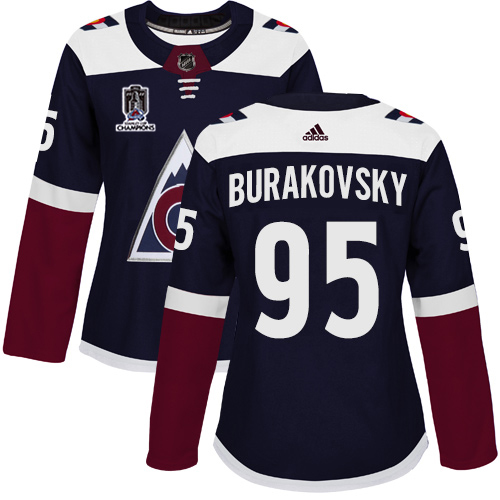 Adidas Colorado Avalanche #95 Andre Burakovsky Navy Women's 2022 Stanley Cup Champions Alternate Authentic Stitched Jersey Womens
