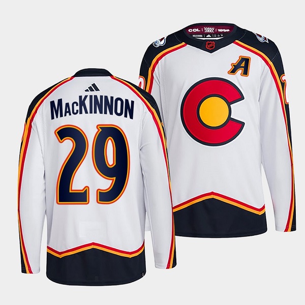 Colorado Avalanche #29 Nathan MacKinnon Men's Adidas Reverse Retro 2.0 Authentic Player Jersey - White
