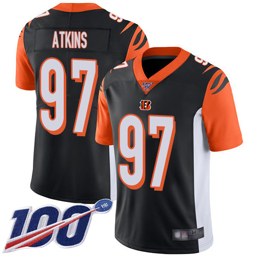 Cincinnati Bengals #97 Geno Atkins Black Team Color Men's Stitched 100th Season Vapor Limited Jersey Men's
