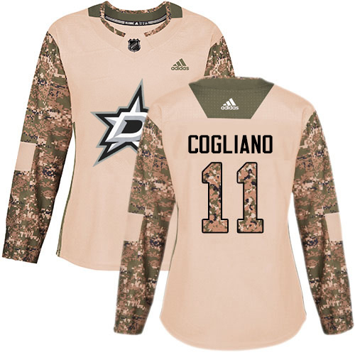Adidas Dallas Stars #11 Andrew Cogliano Camo Authentic 2017 Veterans Day Women's Stitched Jersey Womens
