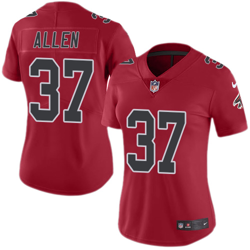 Atlanta Falcons #37 Ricardo Allen Red Women's Stitched Limited Rush Jersey Womens