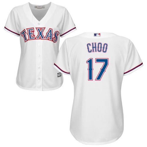 Texas Rangers #17 Shin-Soo Choo White Home Women's Stitched Jersey Womens