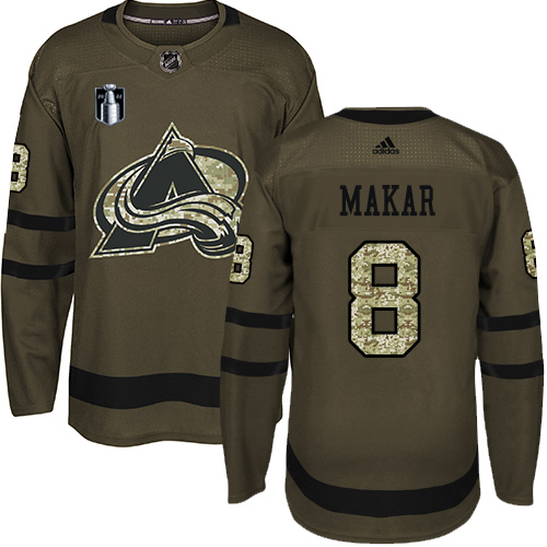 Adidas Colorado Avalanche #8 Cale Makar Green 2022 Stanley Cup Final Patch Salute to Service Stitched Jersey Men's
