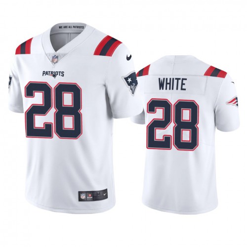 New England New England Patriots #28 James White Men's White 2020 Vapor Limited Jersey Men's