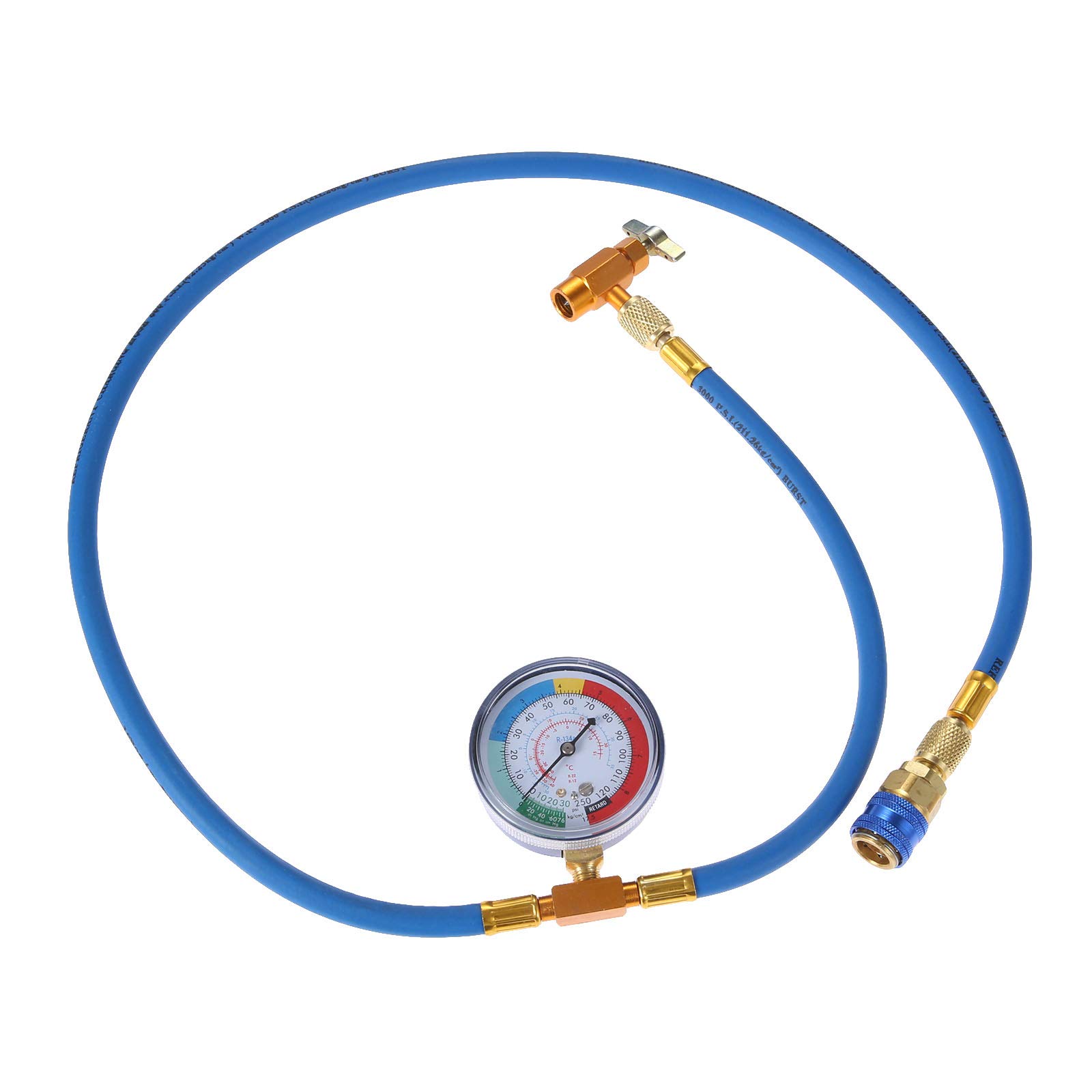 testAupoko R134A Car AC Refrigerant Charge Hose, AC Charge Hose with Gauge, R134A Can Tap Valve, R134A Quick Couple, Low Pressure Gauge and 59'' Recharge Hose