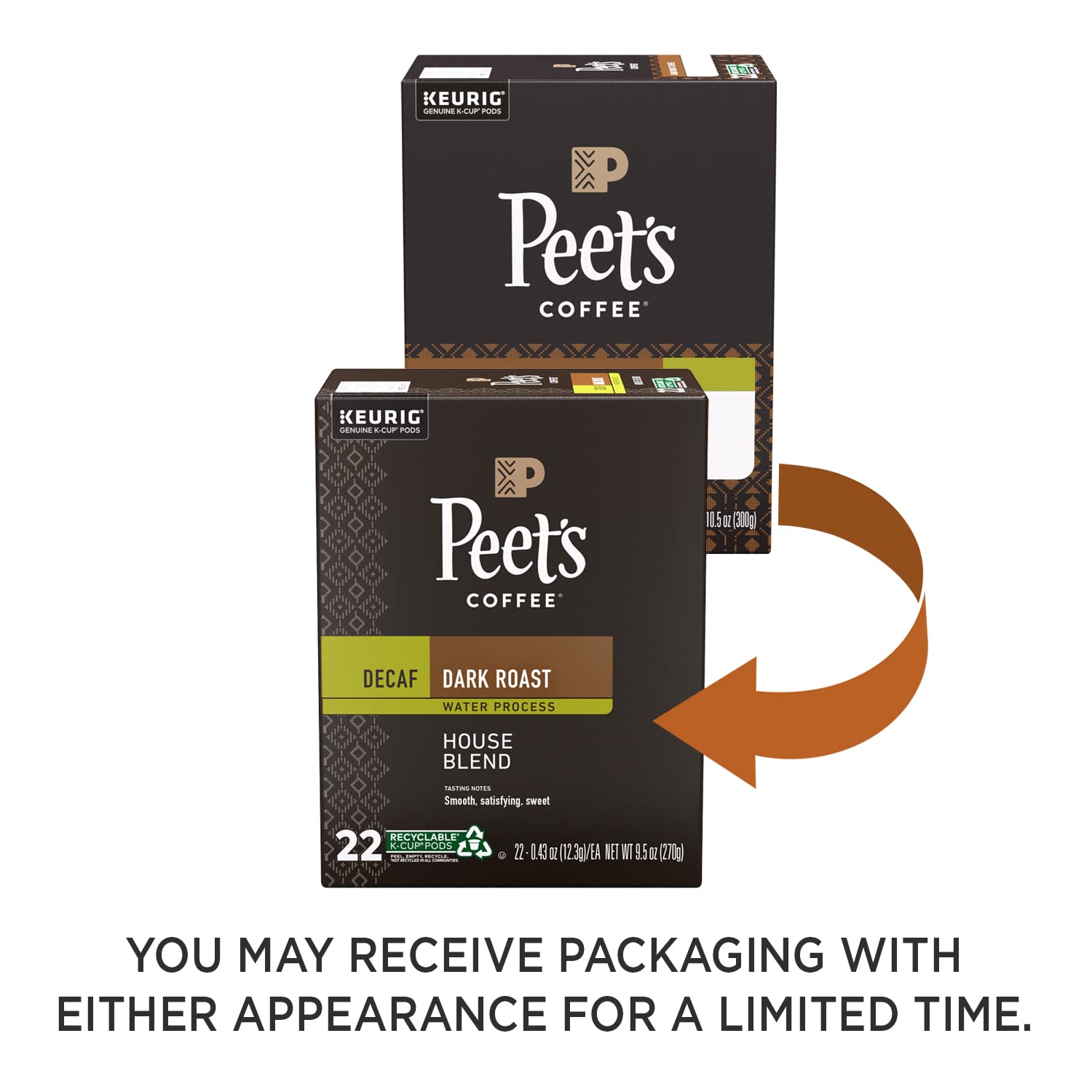 testPeet's Coffee, Dark Roast Decaffeinated Coffee K-Cup Pods for Keurig Brewers - Decaf House Blend 88 Count (4 Boxes of 22 K-Cup Pods)