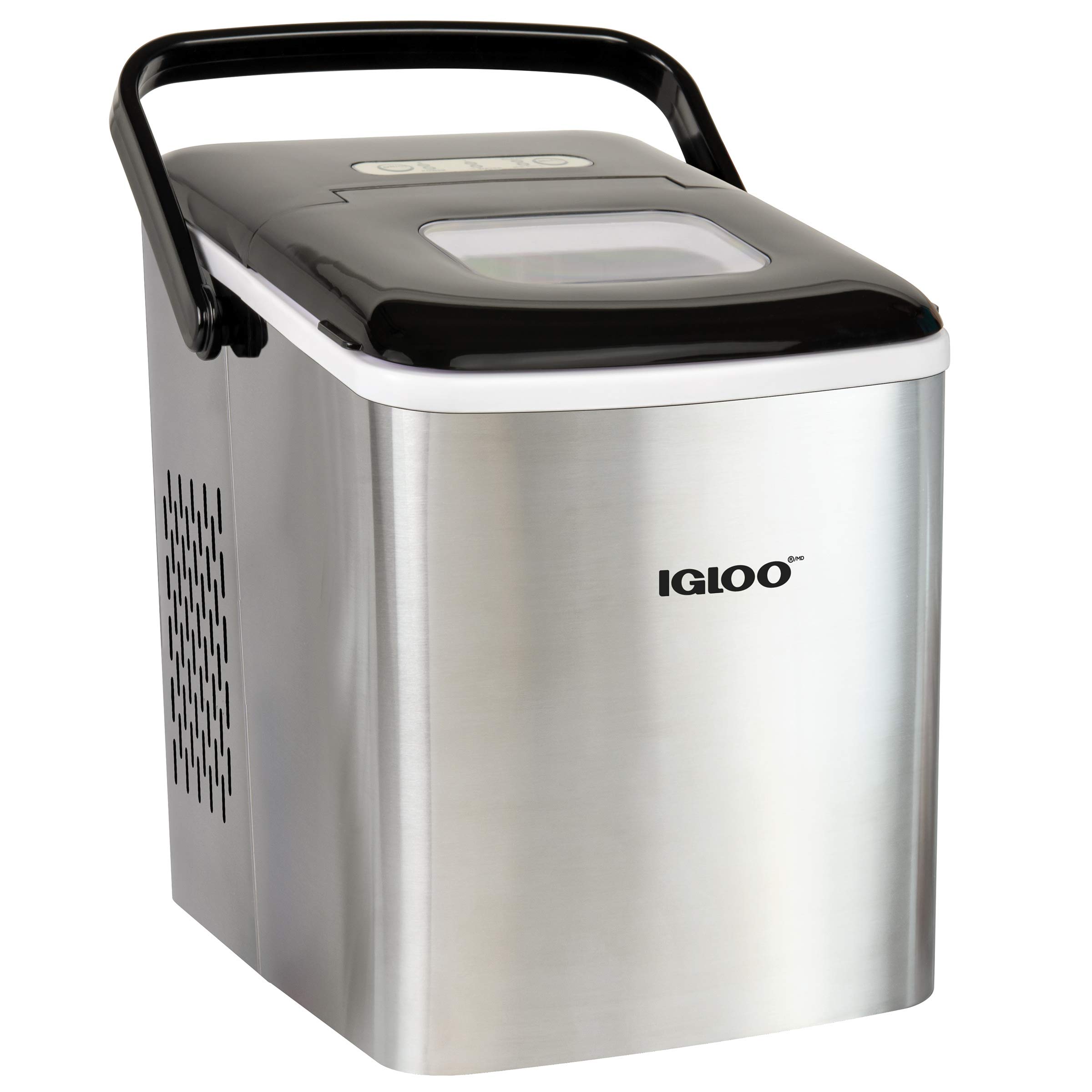 testIgloo ICEB26HNSS Automatic Self-Cleaning Portable Electric Countertop Ice Maker Machine With Handle, 26 Pounds in 24 Hours, 9 Ice Cubes Ready in 7 minutes, With Ice Scoop and Basket, Stainless