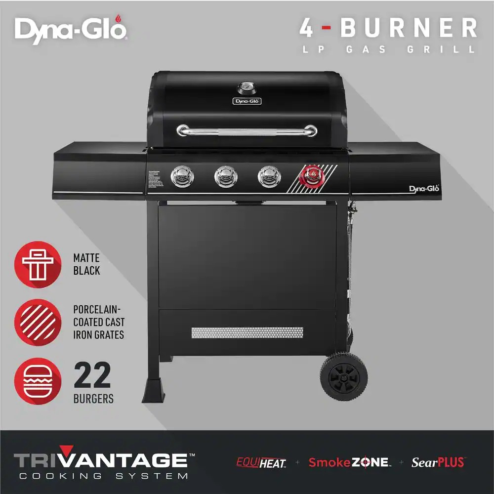 4-Burner Propane Gas Grill in Matte Black with TriVantage Multifunctional Cooking System