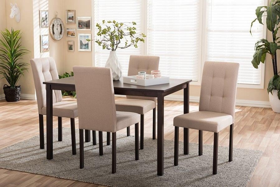 Baxton Studio Andrew Contemporary 5-Piece Upholstered Dining Set-Beige