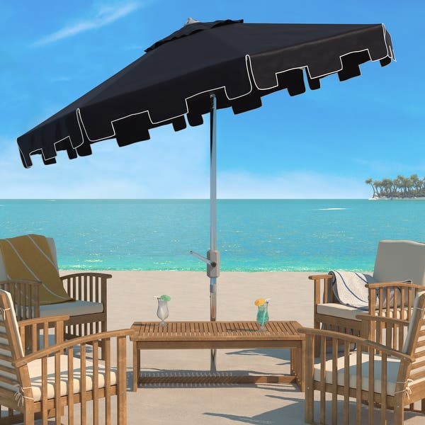 Aluminum Tilt and Crank 9-foot Crank Market Patio Umbrella With Flap