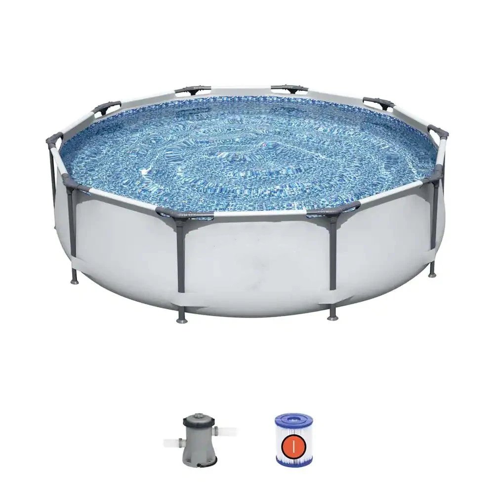 Swimming Pool-10 Feet x 30 Inches Steel Pro Frame Round Above Ground Swimming Pool Set