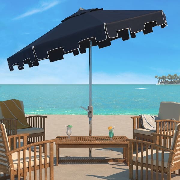 Aluminum Tilt and Crank 9-foot Crank Market Patio Umbrella With Flap