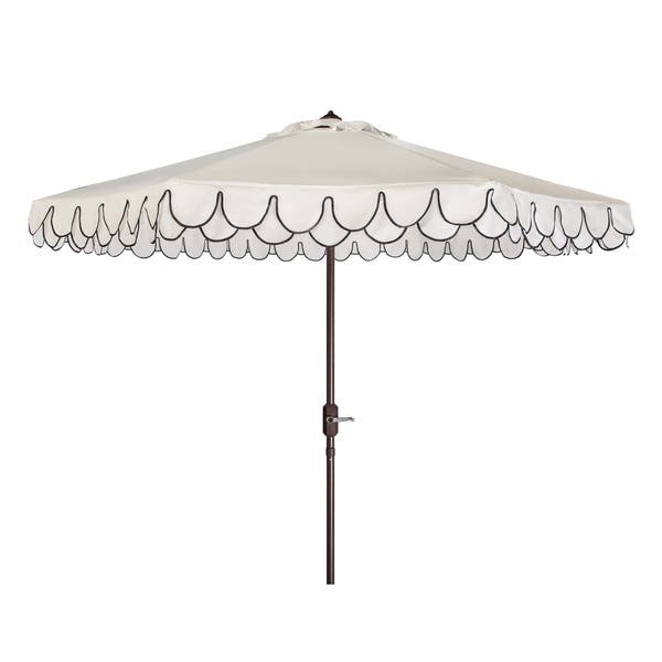 Elegant White/ Black Valance 9-foot Umbrella