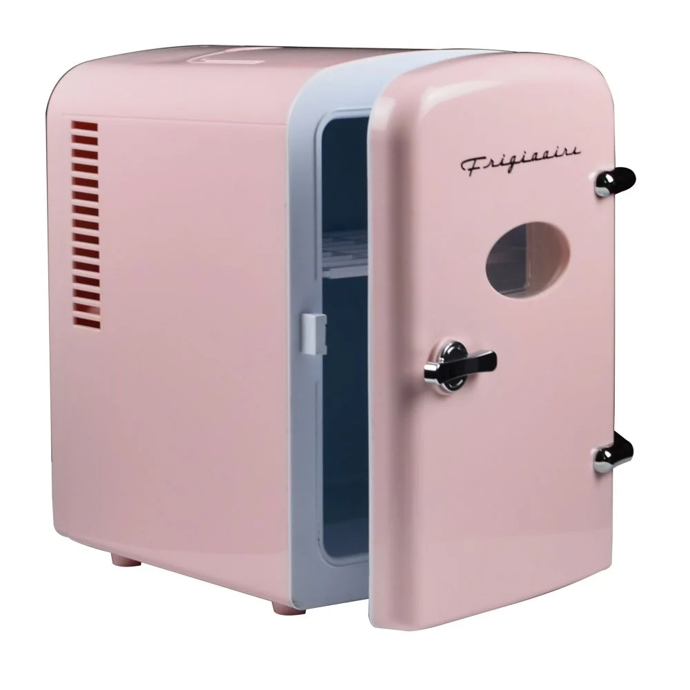 Portable Retro 6-can Mini Fridge EFMIS129, Pink