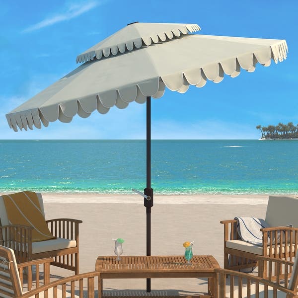 Outdoor Living Elegant Valance 9Ft Double Top Umbrella