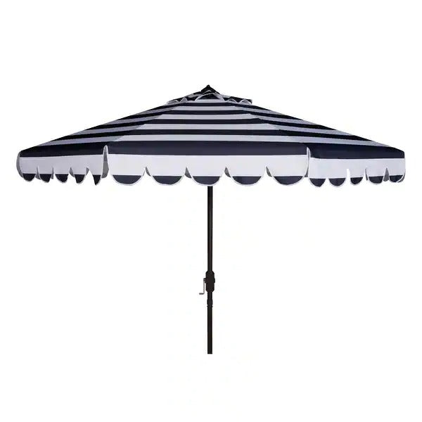 Maui Single Scallop Striped 9 Ft Navy/ White Crank Umbrella