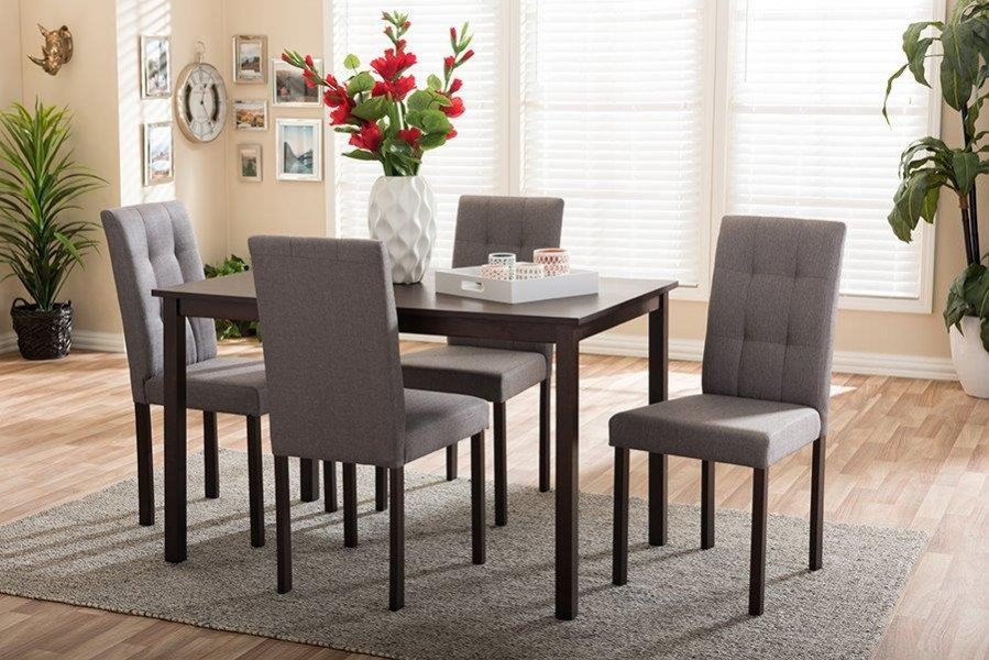 Wholesale Interiors Baxton Studio 5 Piece Dining Set-Gray