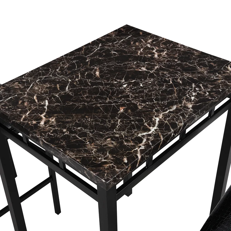 3-Piece Dining Set Wade Logan Table Color: Black