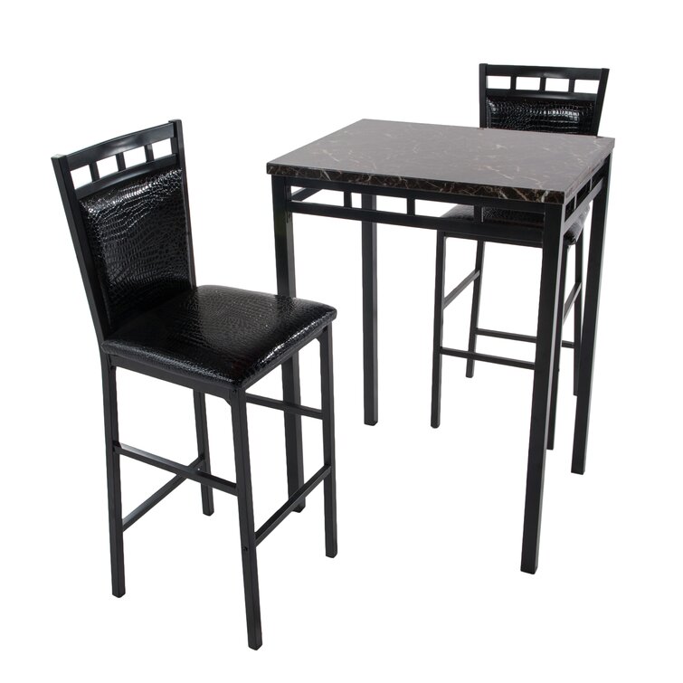 3-Piece Dining Set Wade Logan Table Color: Black