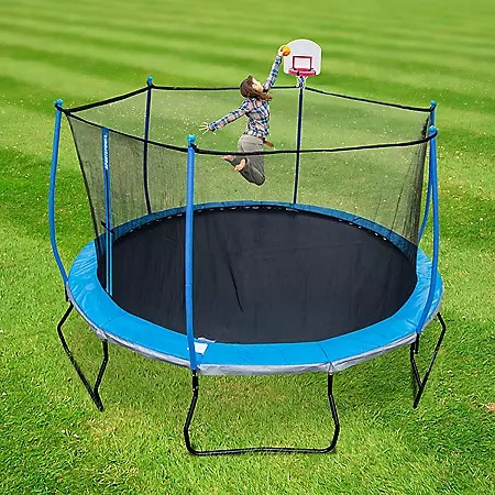 14' Trampoline with Safety Enclosure & Basketball System - Each