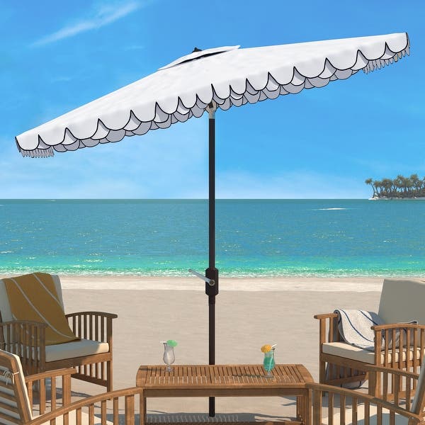 Rectangular 6'x10' Outdoor Umbrella with Valance - Beige/White
