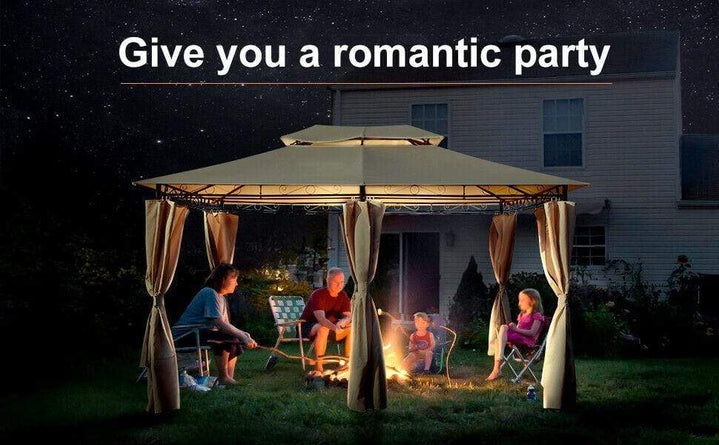 10' x 13' Outdoor Patio Gazebo 2-Tier Metal Roof Pavilion Canopy Tent