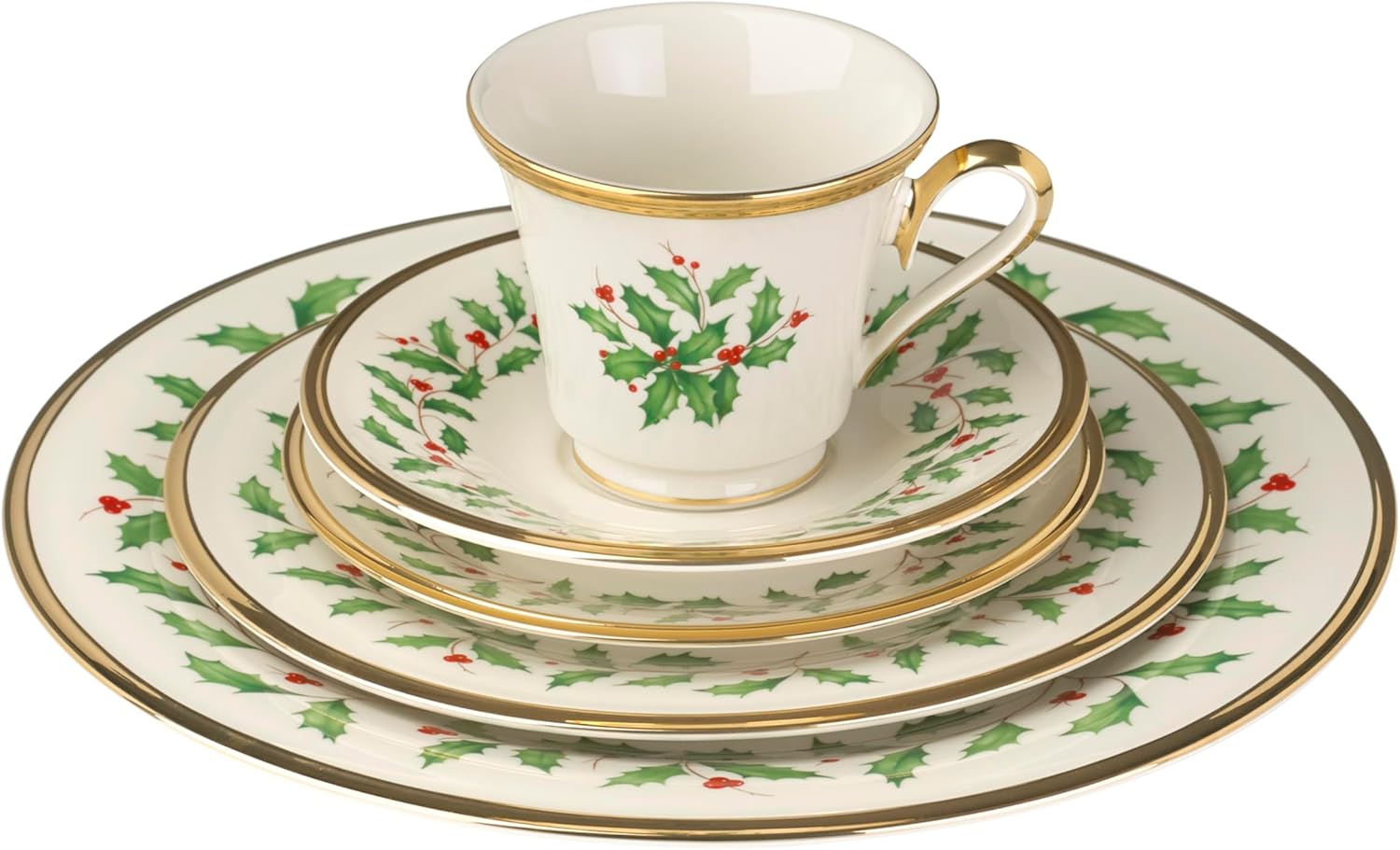 Lenox 6122048 Holiday 12-Piece-Plate-&-Mug Set, Christmas Dinnerware, Hosting