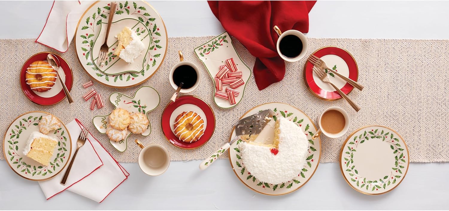 Lenox 6122048 Holiday 12-Piece-Plate-&-Mug Set, Christmas Dinnerware, Hosting