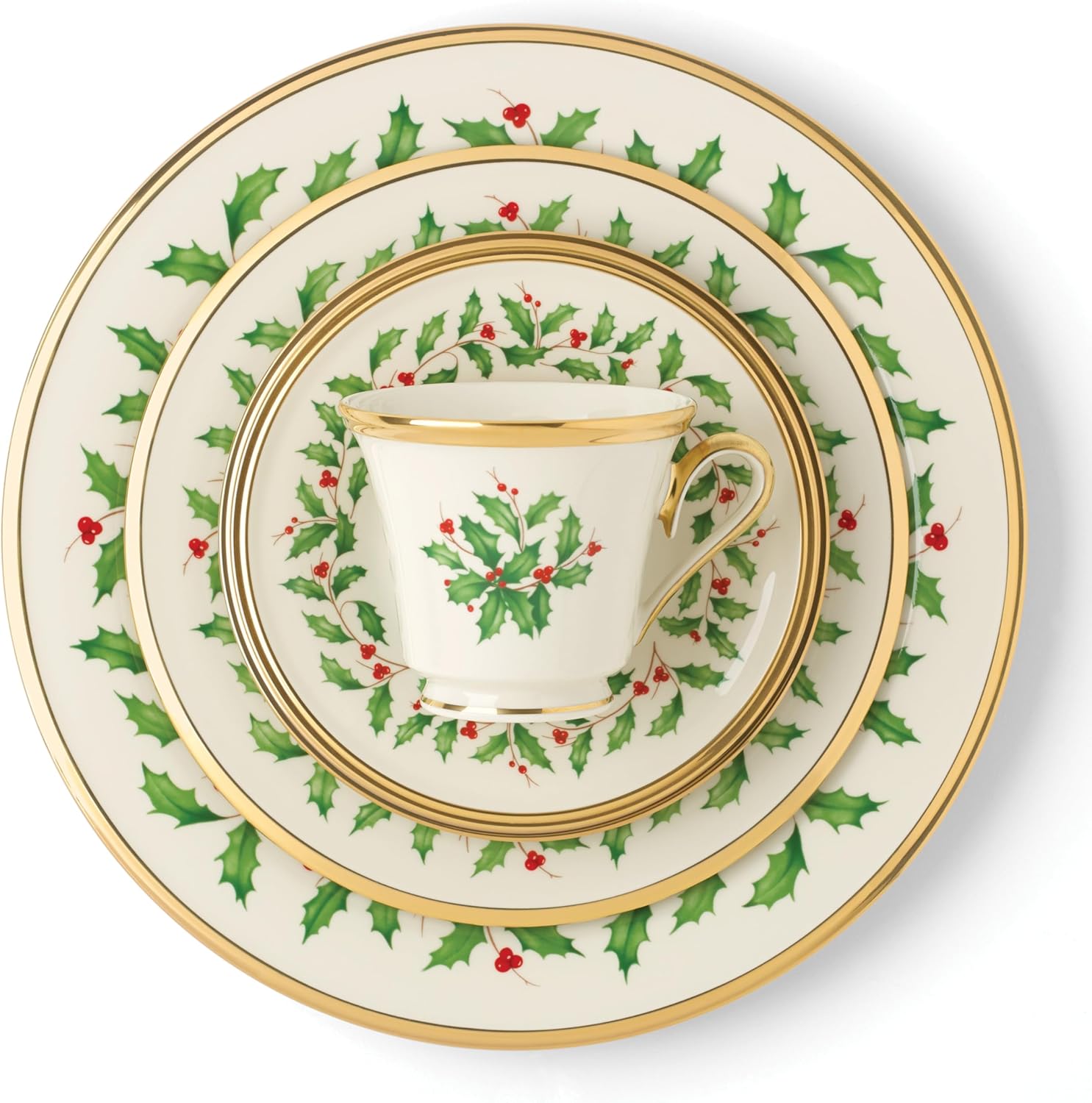 Lenox 6122048 Holiday 12-Piece-Plate-&-Mug Set, Christmas Dinnerware, Hosting