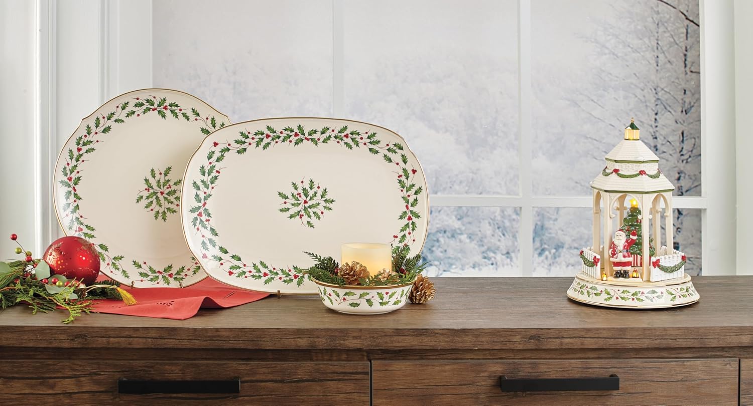 Lenox 6122048 Holiday 12-Piece-Plate-&-Mug Set, Christmas Dinnerware, Hosting