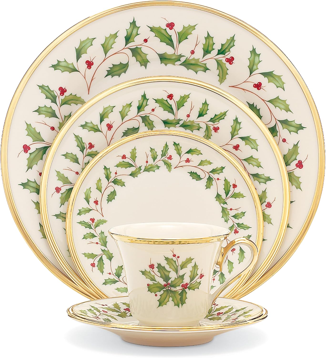 Lenox 6122048 Holiday 12-Piece-Plate-&-Mug Set, Christmas Dinnerware, Hosting
