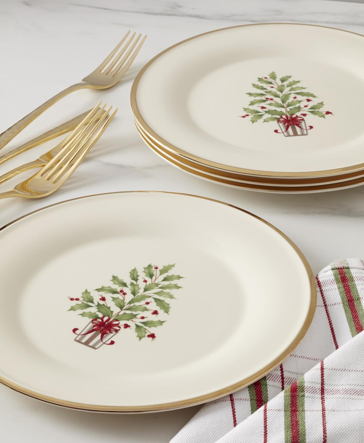 Lenox 6122048 Holiday 12-Piece-Plate-&-Mug Set, Christmas Dinnerware, Hosting