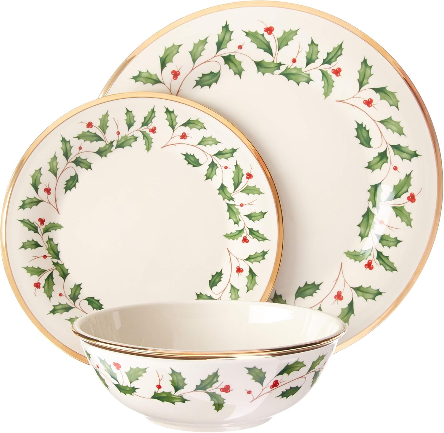 Lenox 6122048 Holiday 12-Piece-Plate-&-Mug Set, Christmas Dinnerware, Hosting