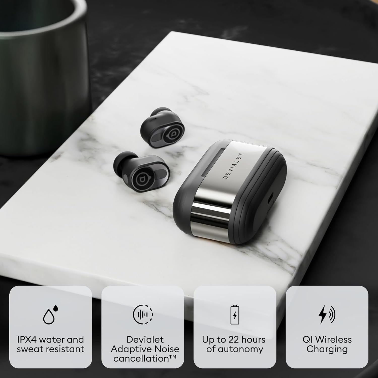 Devialet Gemini II True Wireless Earbuds - Iconic White - Audiophiles - Daily Music & Commute - Pristine Audio Fidelity Sound Clarity and Effective Noise Cancellation.