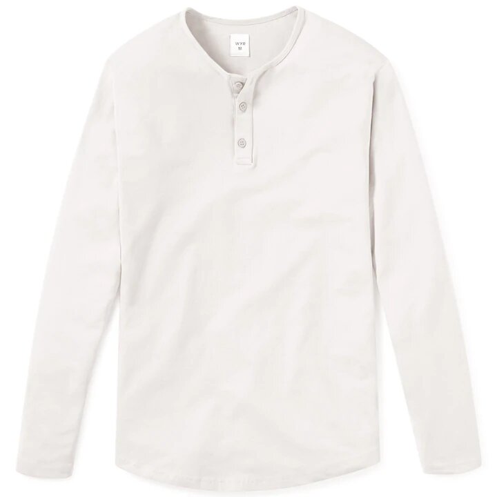 🔥Long Sleeve Henley-Cream - CT-02