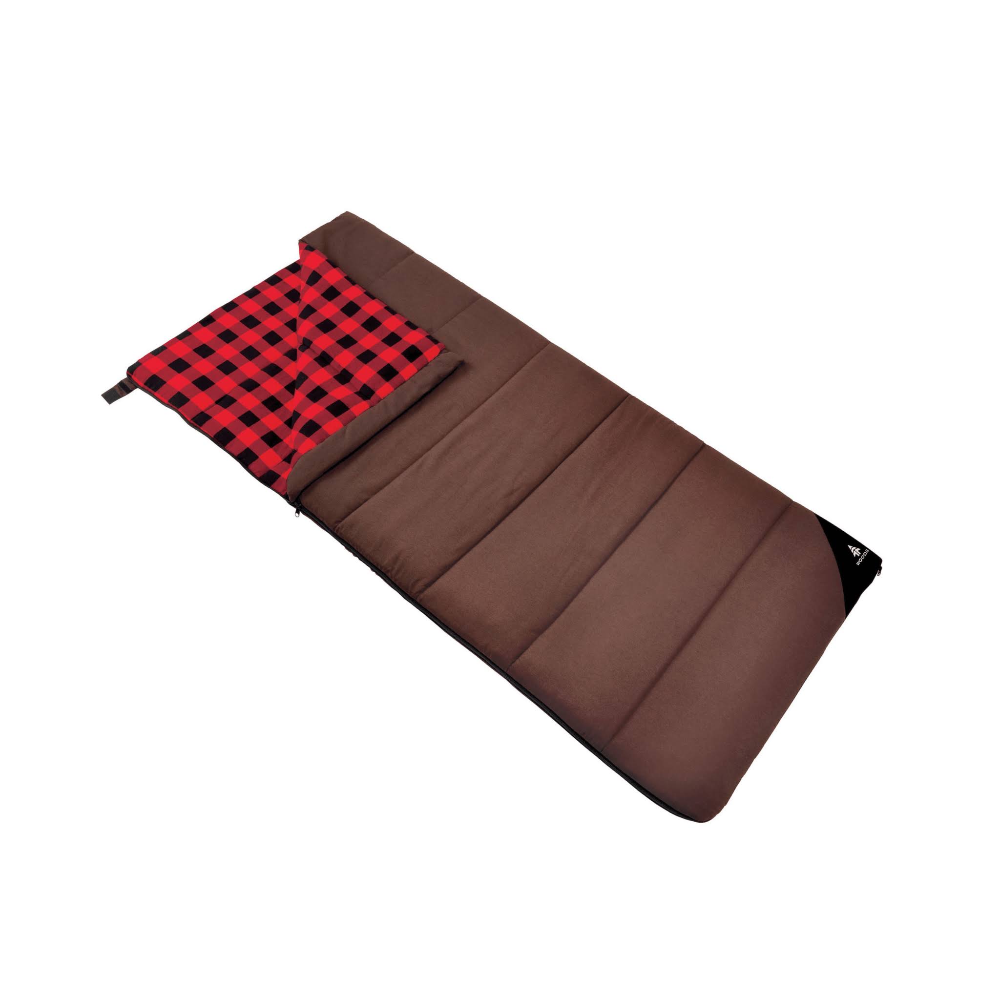 🔥Woods Heritage Cotton Flannel Camping Sleeping Bag 32 Degree Brown
