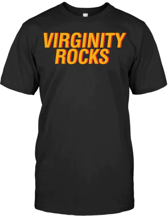 Virginity Rocks Unisex Black T-Shirt 
