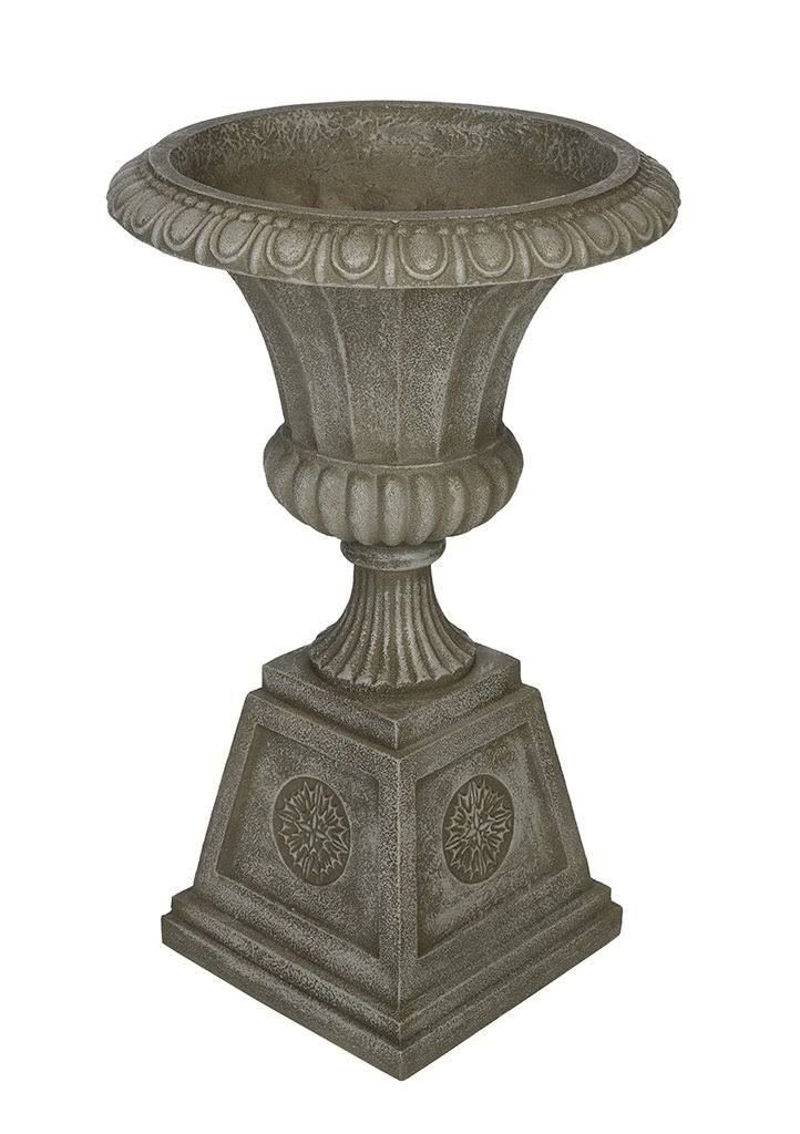 House of Silk Flowers Resin Fiberglass Urn Planter; Grey petsdu