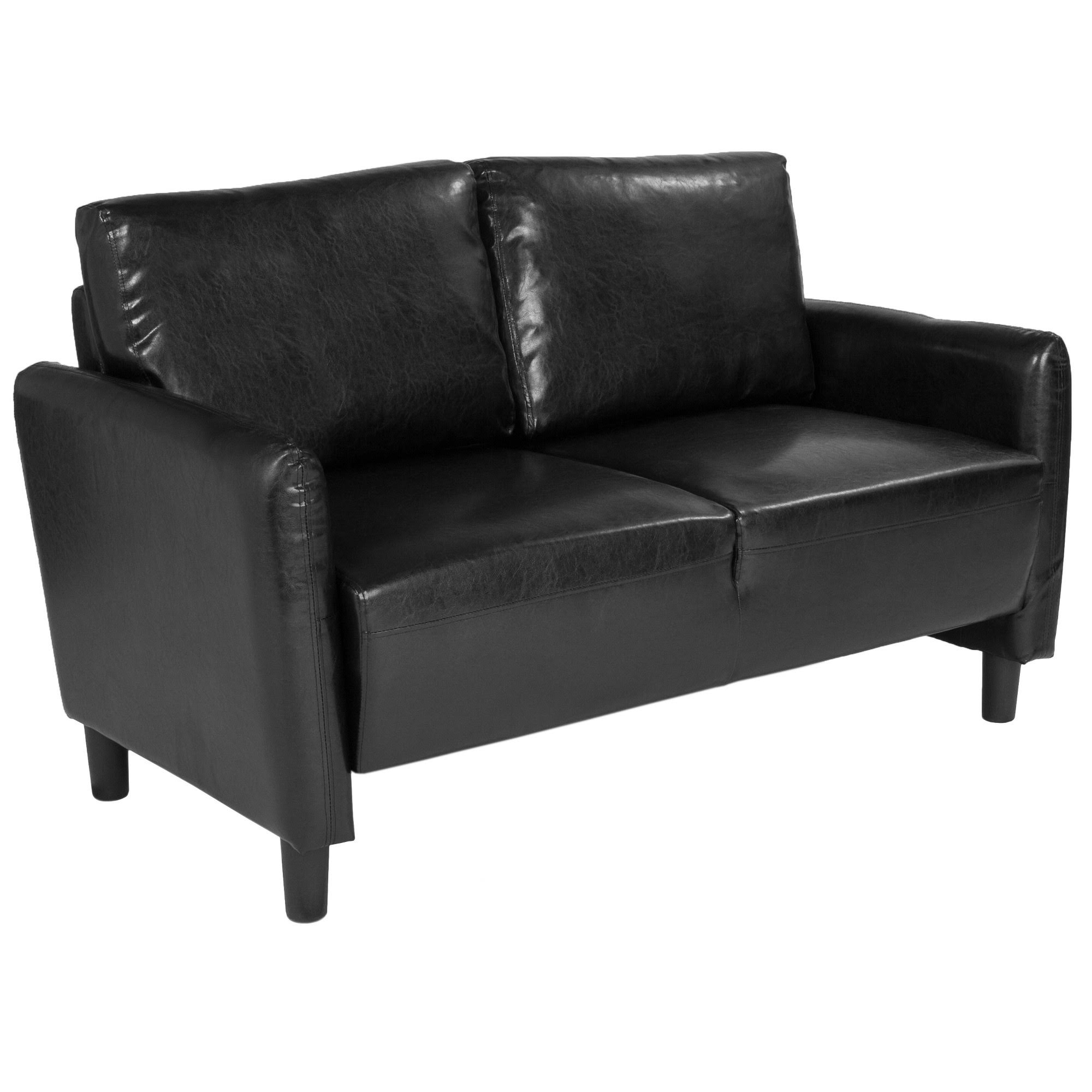 Emma and Oliver Living Room Loveseat Couch with Rounded Arms in Black