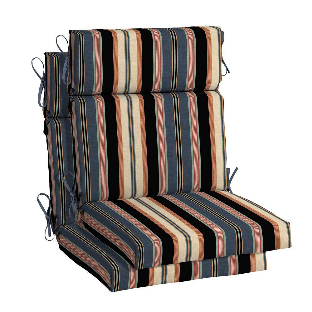 Hampton Bay 21.5 in. x 24 in. Bradley Stripe High Back Outdoor Chair Cushion (2Pack) WGL1s