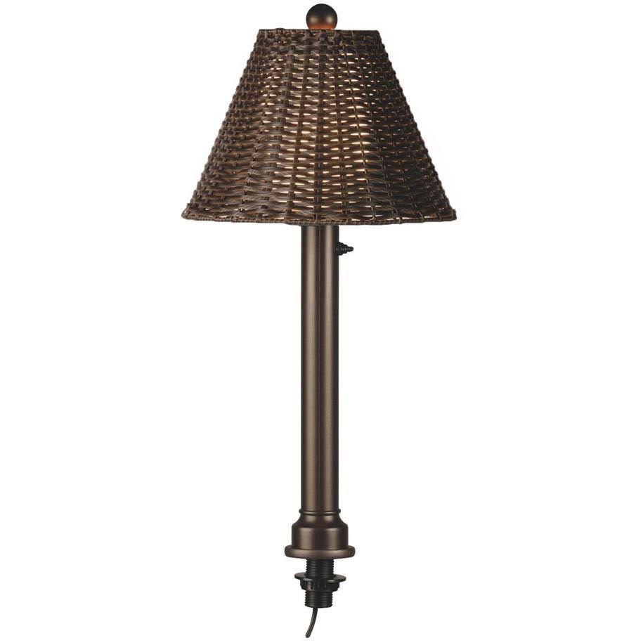 Patio Living Concepts Umbrella Table Lamp Walnut Wicker Shade Bronze