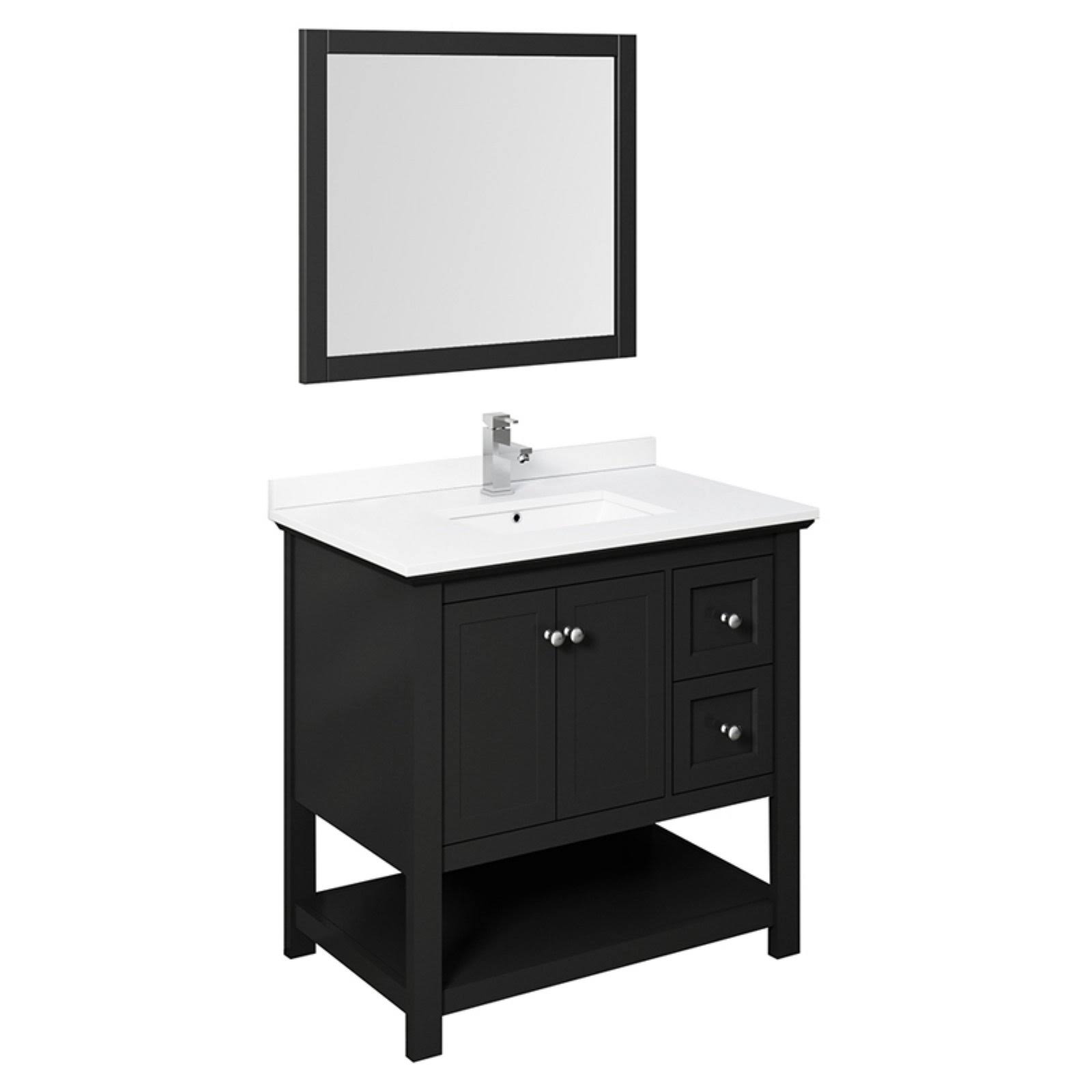 Fresca Manchester 36 Black Traditional Bathroom w/ Top & Sink