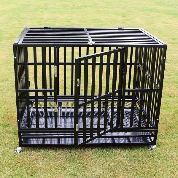 Walcut 48 Heavy Duty Metal Dog Crate Cage Square Tube Pet Kennel ...