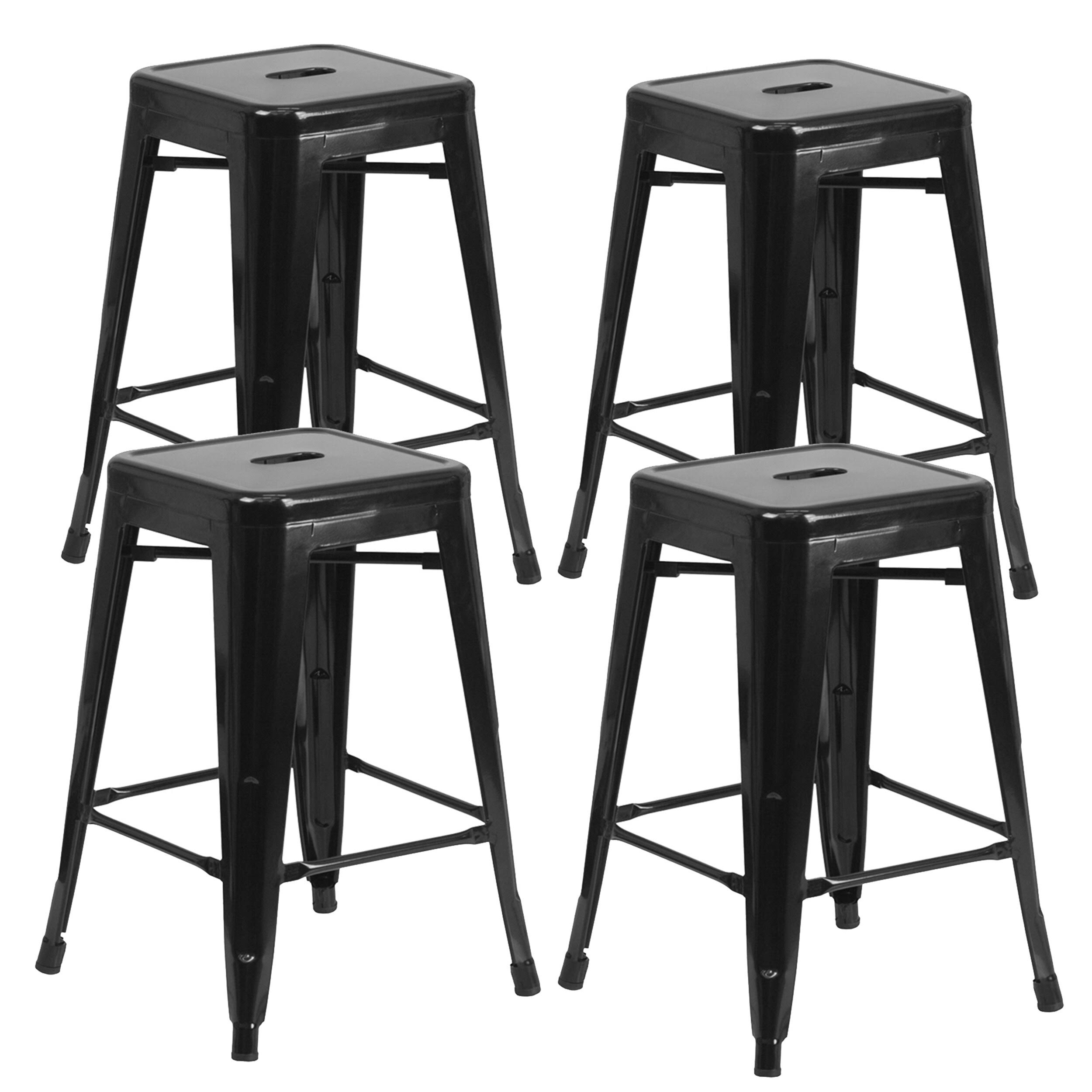 Brage Living Millard Stackable Industrial Metal Counter Stool (Set of