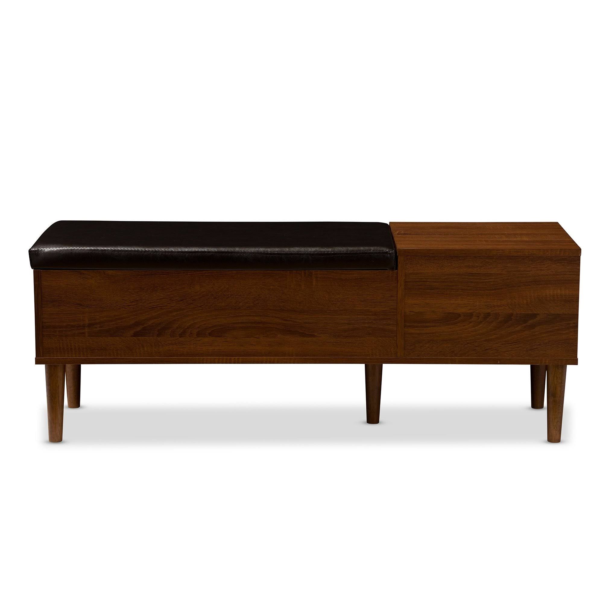 Baxton Studio Merrick MidCentury Modern Entryway Bench with Shoe Rack