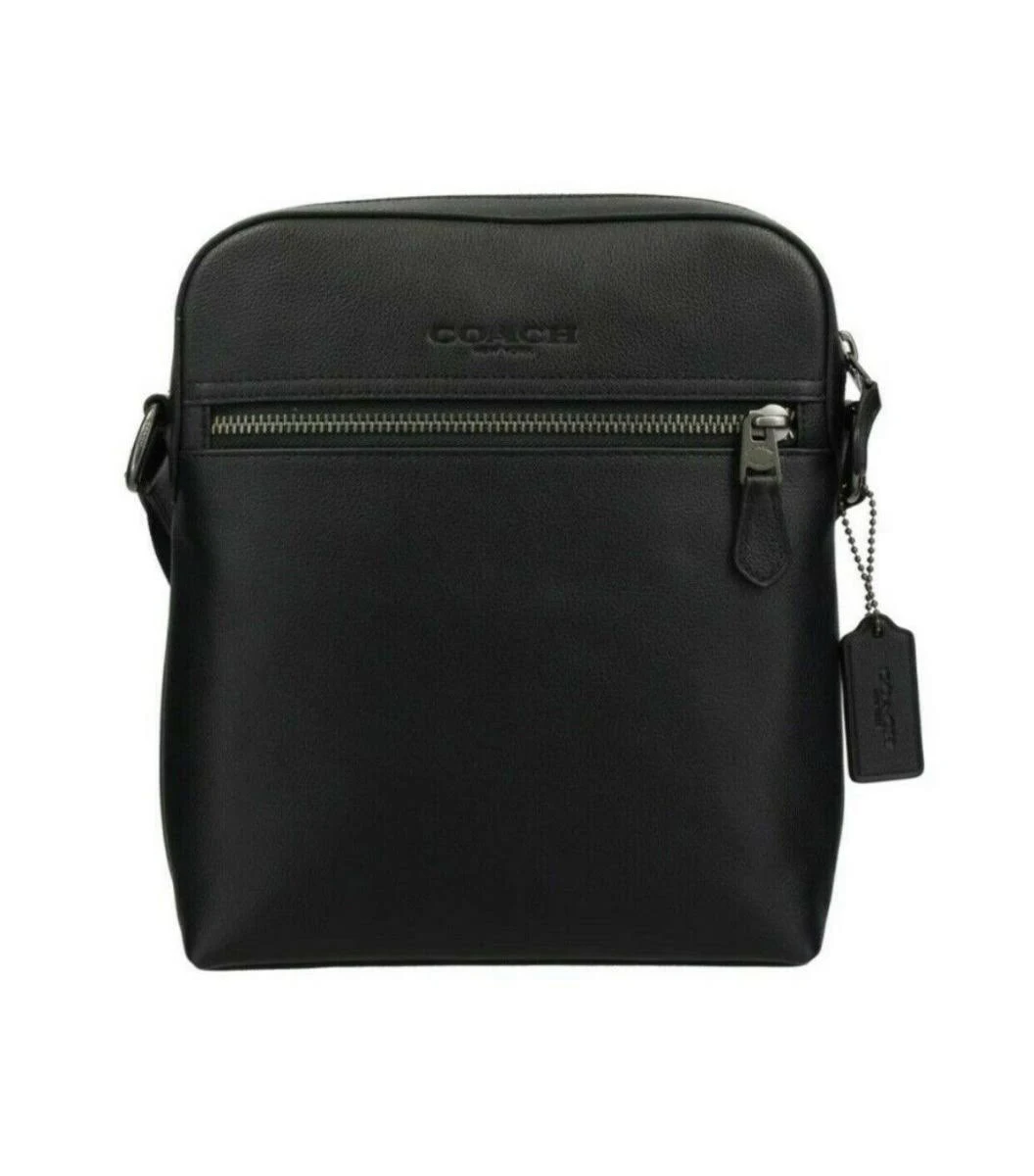 Coach Houston Men&s Crossbody Leather Flight Bag Black WGL1s