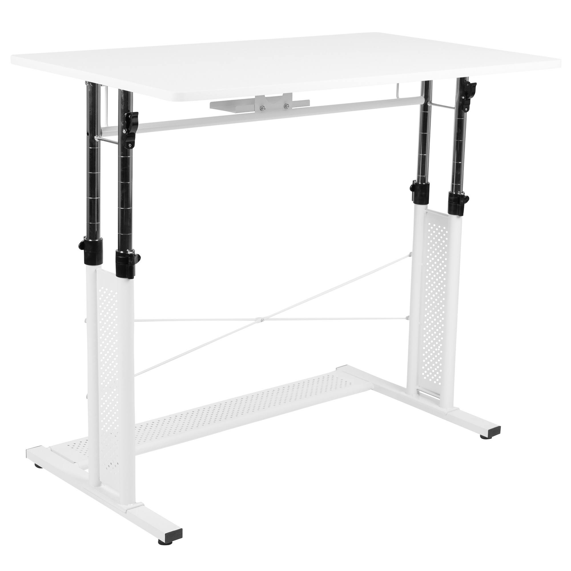 Flash Furniture HeightAdjustable SittoStand Home Office Desk, White