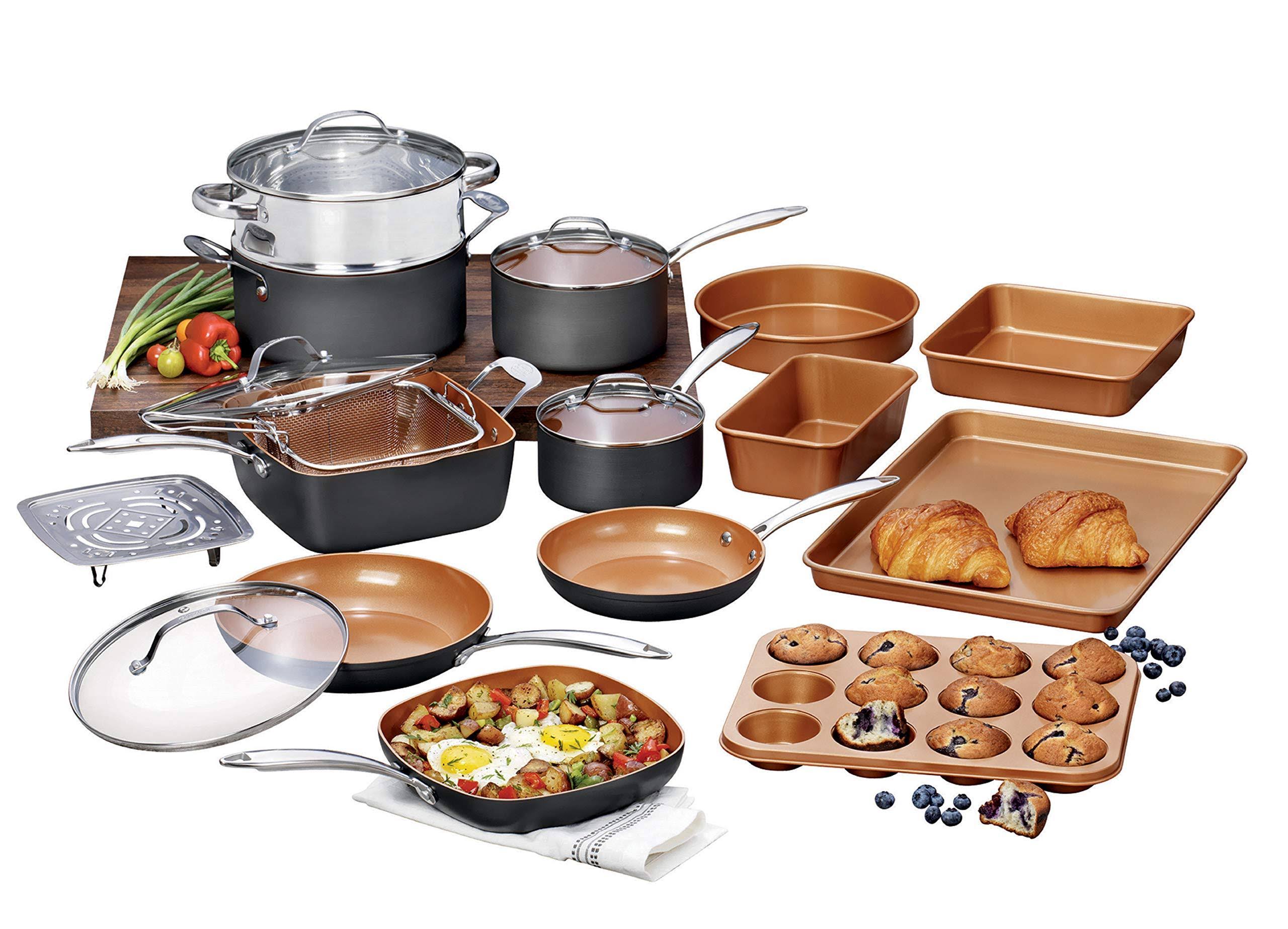 Gotham Steel Pro HardAnodized 20Piece Cookware Set petsdu